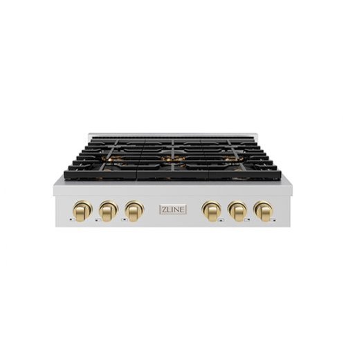 ZLINE - Autograph 36 in. Paramount Rangetop with 6 DuoPro Burners and Bronze Accents (PSRTZ-36-CB) - Stainless Steel-Front_Standard 