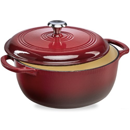 Best Choice Products - 7.5 Quart Enamel Cast-Iron Dutch Oven, Heavy-Duty Cookware w/ Dual Handles, Lid - Red-Front_Standard 