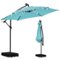 Ainfox - 10FT Outdoor Patio Cantilever Umbrella Hanging Offset with Cross Base Sand Bags & 24 LED Solar Lights - Blue-Front_Standard