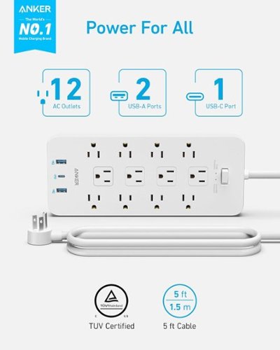 Anker Power Strip with 2100J Surge Protector, 5ft Extension Cord