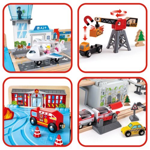 Hape Bucket Super Cityscape Transport Builder Train Set Battery Powered Engine WORLDWIDE DELIVERY