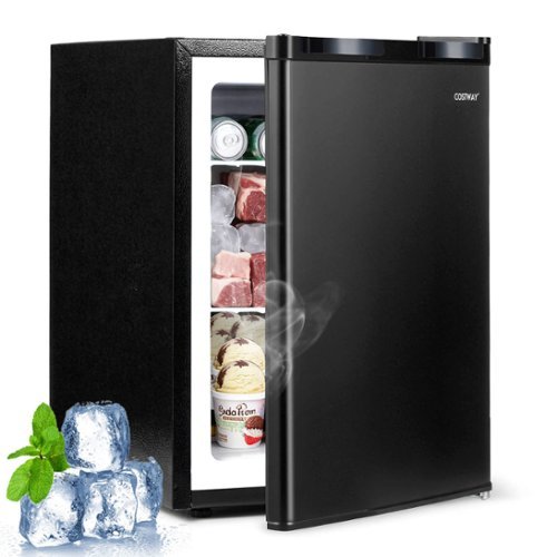 Costway - 2.1 Cu.Ft Small Freezer, Compact Upright Mini Freezer w/Reversible Single Door, 7 Adjustable Thermostat - Black-Front_Standard 