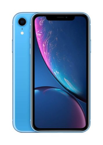 Apple - Refurbished Excellent - iPhone XR A1984 (Fully Unlocked) 64GB Bundle with Pre-Installed Tempered Glass and Bluetooth Earbuds - Blue-Front_Standard 