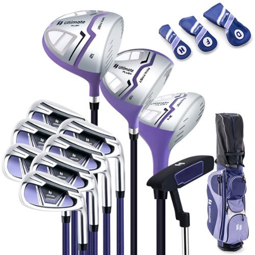 Costway - Women's Complete Golf Club Set Golf Club Package Set w/ Rain Hood, Right Hand - Purple-Front_Standard 