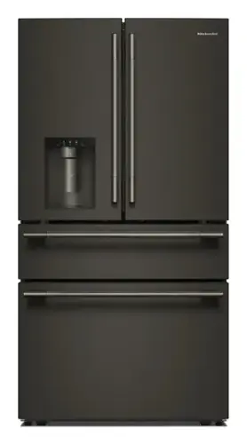 Front. KitchenAid - 29 Cu. Ft. French Door Refrigerator with Exterior Water and Ice and FreshChill - Black Ore.