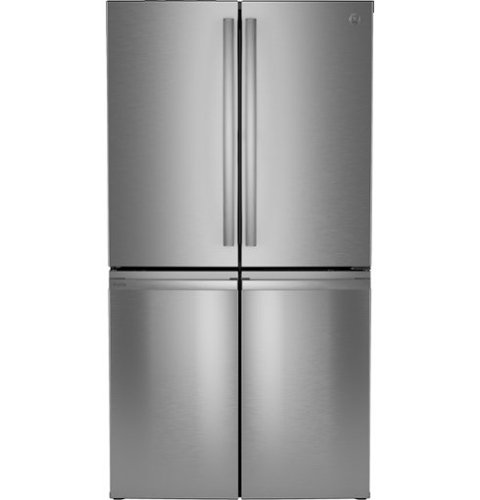 GE Profile - 22.9 Cu. Ft. 4-Door French Door Counter-Depth Smart Refrigerator with Dual-Dispense AutoFill Pitcher - Stainless Steel