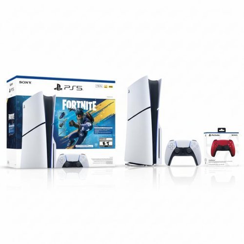 PlayStation 5 Console 1TB Fortnite Flowering Chaos Bundle + PlayStation 5 DualSense Wireless Controller Volcanic Red-Front_Standard 