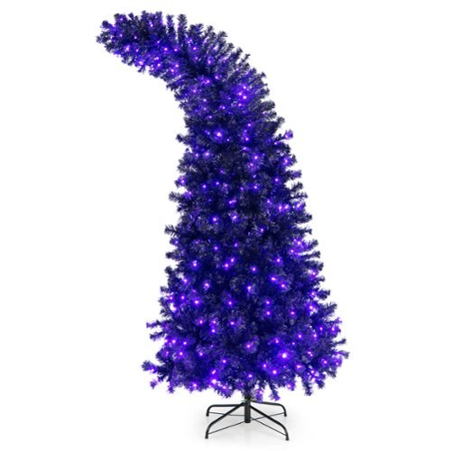 Costway - 7FT Pre-Lit Halloween Tree 8 Flash Modes w/ 400 Purple & Orange Lights