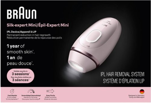 Braun Silk-Expert Mini Corded IPL Hair Removal Device with Venus Razor and Pouch - Pink WORLDWIDE DELIVERY