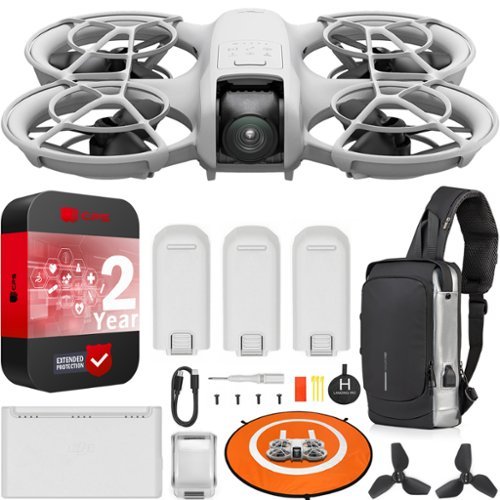 DJI - Neo Drone Mini 4K Quadcopter with 3 Battery Combo + Extended Warranty Kit Bundle - Gray-Front_Standard 