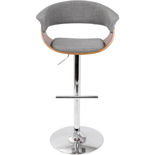 LumiSource - Vintage Mod Polyester Fabric Barstool - Walnut/Light Grey-Front_Standard 