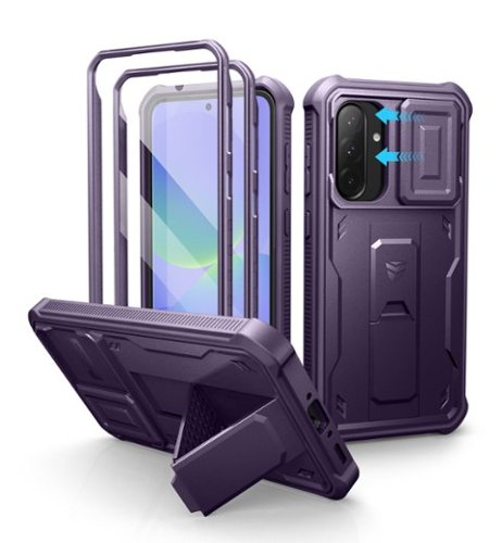 dexnor - Case for Samsung Galaxy A36, Slide Camera Cover & Kickstand with 2 Front Frame Screen Protector - Phantom Purple-Front_Standard 