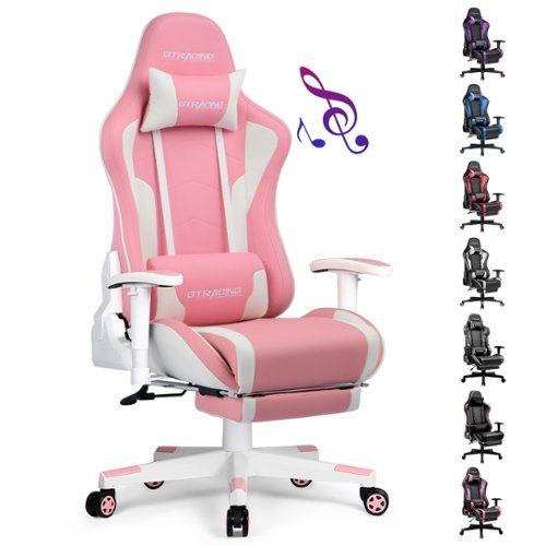 GTPlayer - Music Video Gaming Chair with Speaker Office Computer Chairs - Pink-Front_Standard 