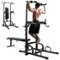Costway - Adjustable Power Tower Pull Up Bar Stand Dip Station Equipment with Bench Home Gym - Black-Front_Standard