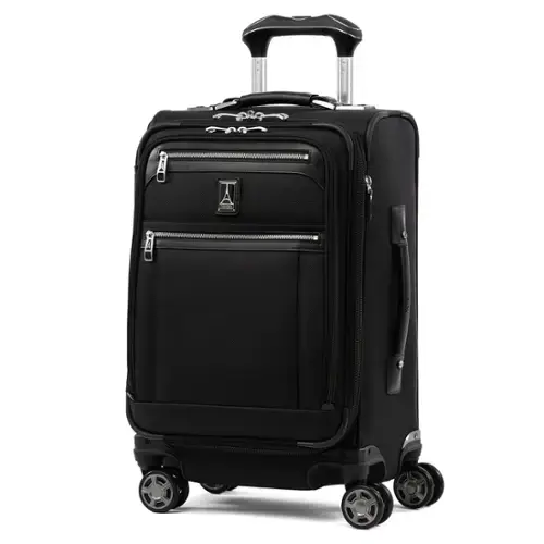 Front. Travelpro - Travelpro Platinum Elite Softside Expandable 20" Carry On Spinner - Shadow Black.