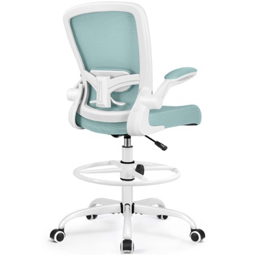 Brick Attic - Drafting Chair, Tall Office Chair Ergonomic Desk Chair, Task Rolling Chair with Adjustable Flip-up Armrests Foot Ring - Light Blue-Front_Standard 