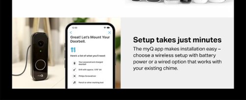 Chamberlain myQ Video Doorbell | 2K Camera, Battery/Wired, Color Night Vision, Live View with 2-Way Talk, Motion Detection & Alerts - Black BUY IN SAUDI ARABIA