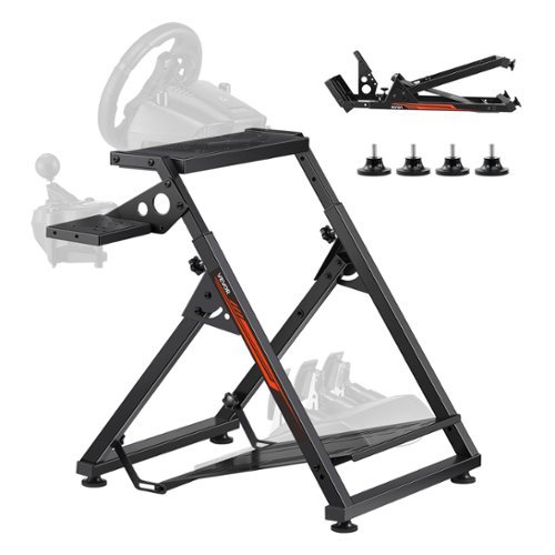 VEVOR - Racing Wheel Stand, Adjustable & Foldable Simulator Stand for Logitech G923 G920 G29 G27, Thrustmaster T300RS TX F458 - Black-Front_Standard 