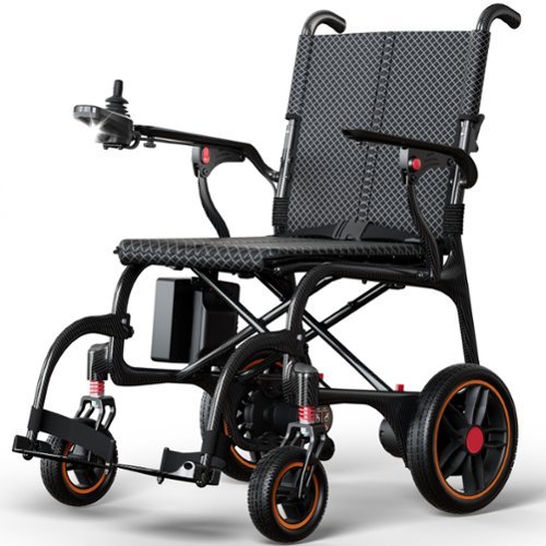 KERDOM - 100% Carbon Fiber Ultra-Light Electric Wheelchair with Remote Control, Power Wheelchair Airline Approve Lithium Battery - Black-Front_Standard 