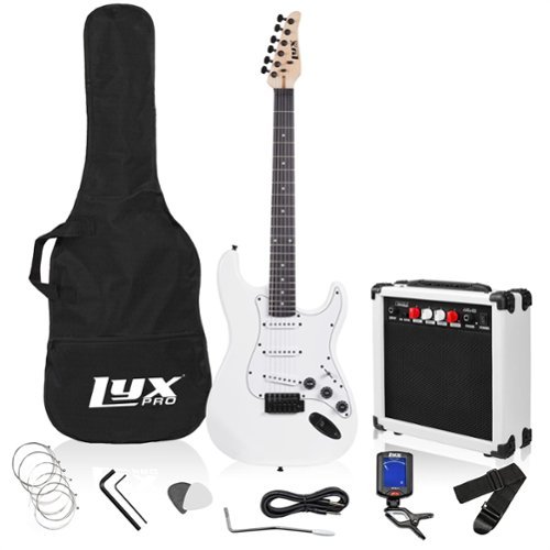 Lyxpro - Electric Guitar Kit, 39” Electric Guitar with Amp & Electric Guitar Accessories - White-Front_Standard 