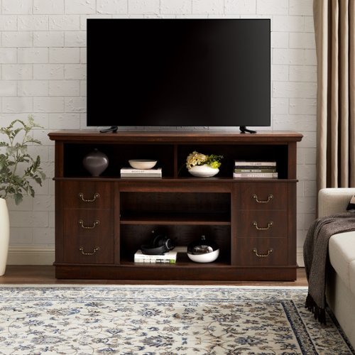 APRILSOUL - Traditional TV Media Stand Farmhouse Entertainment Console for TV Up to 65in with Open and Closed Storage Space - Espresso-Front_Standard 