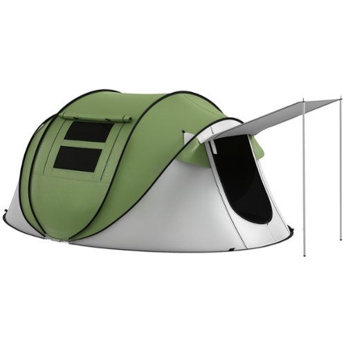 Outsunny - Up Tent with Porch and Carry Bag, 3000mm Waterproof - Green-Front_Standard 