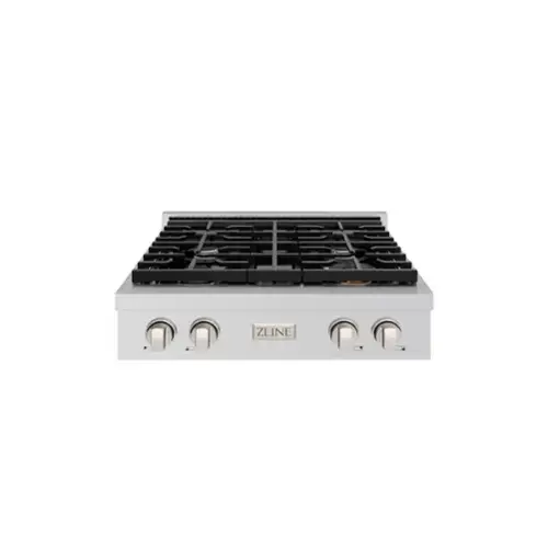 Front. ZLINE - ZLINE 30 in. Paramount Gas Rangetop with 4 Burners and Porcelain Cooktop (SRT30) - Stainless Steel.