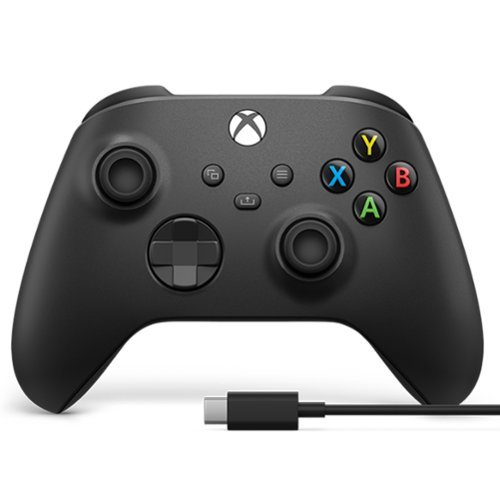  Microsoft - XBOX Wireless Controller + USB-C Cable for XBOX Series X, XBOX Series S, XBOX One, PCs, and Cloud-Enabled Devices - Carbon Black + USB-C