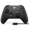 Microsoft - XBOX Wireless Controller + USB-C Cable for XBOX Series X, XBOX Series S, XBOX One, PCs, and Cloud-Enabled Devices - Carbon Black + USB-C-Front_Standard
