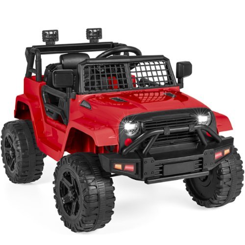 Best Choice Products - 12V Kids Ride On Truck Car w/ Parent Remote Control, Spring Suspension, LED Lights - Red-Front_Standard 