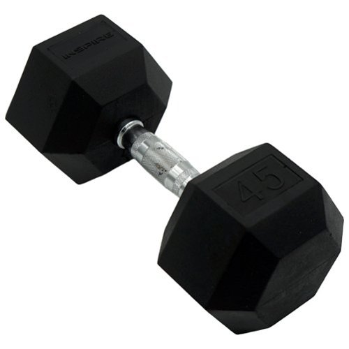 Inspire - Fitness 45 LB Rubber Dumbbell - Black