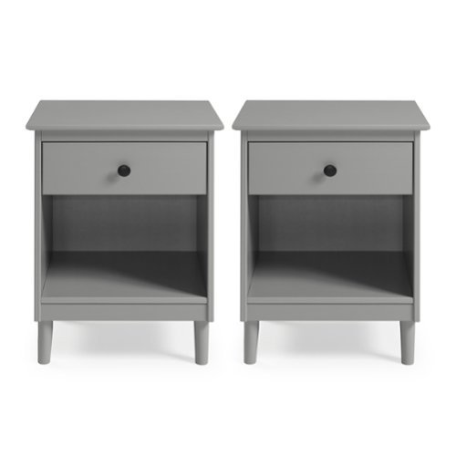 Walker Edison - Modern 2-Piece 1-Drawer Nightstand Set - Gray-Front_Standard 