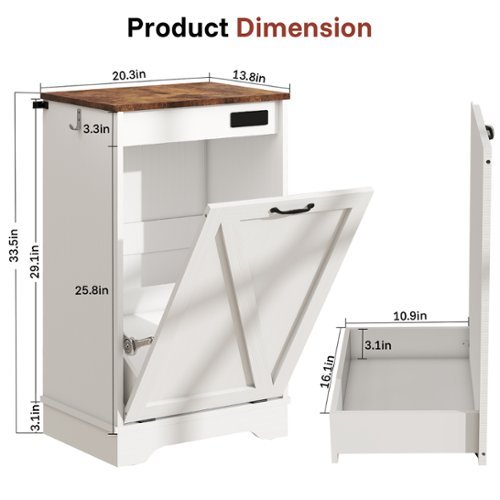 Skyzoo Tilt Out Trash Can Cabinet with Ozone Deodorizing, 10 Gal