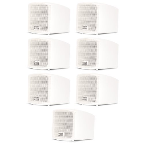 Acoustic Audio by Goldwood - AA321W Mountable Indoor Speakers Bookshelf 7 Piece Set AA321W-7S - White-Front_Standard 
