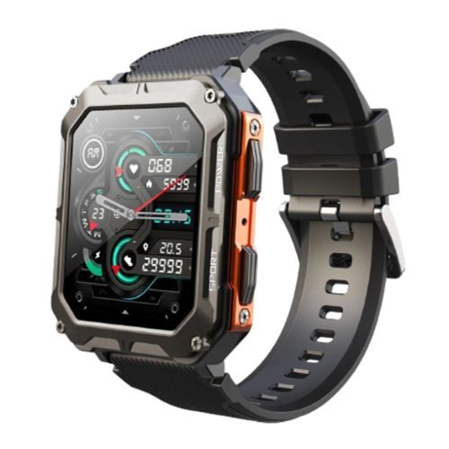Home Collection - C20 Pro Smart Watch Military Tactical Men Sport Heart Rate Fitness Tracker Wristwatch - Orange Silicone - Orange - (2024)-Front_Standard 