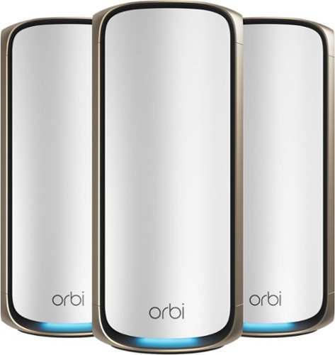  NETGEAR - Orbi 970 Series WiFi 7 Mesh System, 3 Pack, Up to 10,000 sq ft, 27 Gbps, 200 Devices, 10 Gig Port, RBE973 - White
