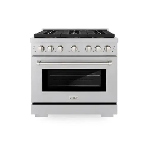 Front. ZLINE - 36 in. 5.2 cu. ft. Freestanding Paramount Gas Range with DuoPro Cooktop and Convection Oven - Satin Stainless Steel.