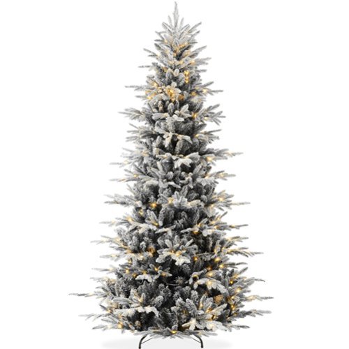Best Choice Products - Pre-Lit Flocked Artificial Aspen Noble Fir Christmas Tree w/ Metal Stand - Black-Front_Standard 