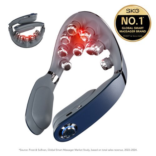 SKG - Foldable Neck Massager for Pain Relief Deep Tissue Vibration Cordless Travel Massager,Portable 9D Neck Massager - Blue-Front_Standard 
