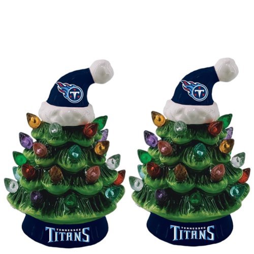 Evergreen Enterprises - Tennessee Titans 2-Pack 4" Ceramic LED Christmas Tree Set - Multicolor-Front_Standard 
