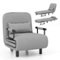 Costway - 3-in-1 Convertible Sofa Bed with 5-Position Adjustable Backrest & Lumbar Pillow - Gray-Front_Standard