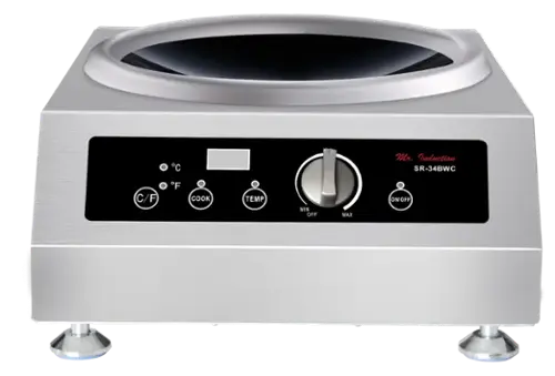 Mr. Induction  
SR-34BWC  

C/F  
°C  
°F  

COOK  
TEMP  

MIN  
OFF  
MAX  

ON/OFF