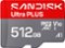 SANDISK - 512GB Ultra PLUS microSD UHS-I Memory Card, Read Speeds up to 200MB/s-Front_Standard