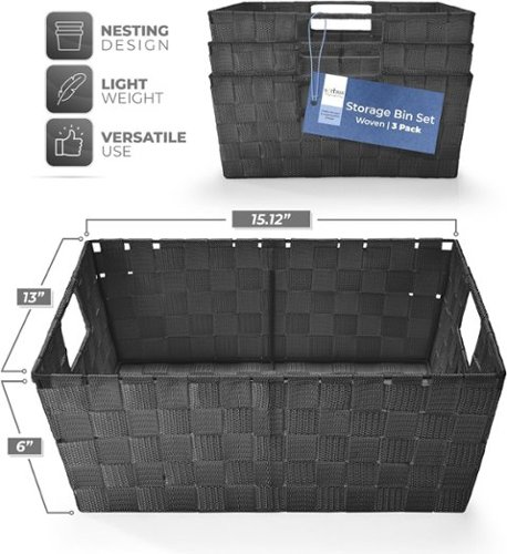 Sorbus Set of 3 Large Woven Storage Baskets – Mesh Hand Woven