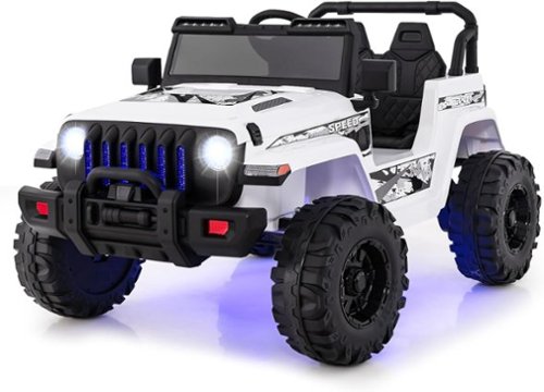 Costway - Kids Ride on Truck 12V Battery Powered Ride on Car 2-Seat with 2.4G Parental Remote Control - White-Front_Standard 