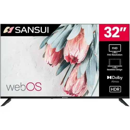 SANSUI  
32"  
FHD Resolution  
Bezeless Design  
webOS  
Dolby Atmos  
HDR
