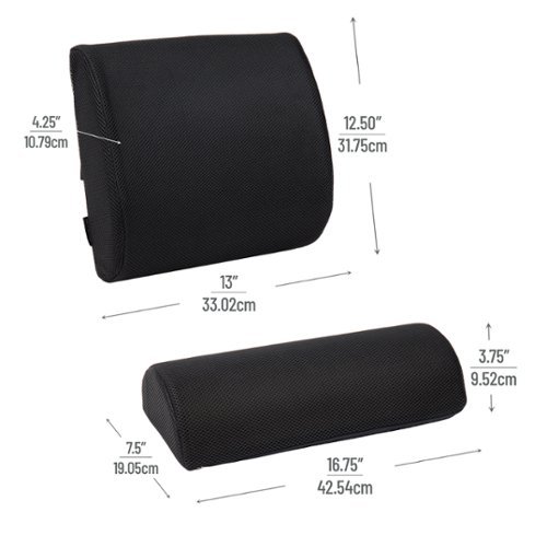 Mind Reader Back And Footrest Set, Under Desk At Work, Ergonomic, Office, Metal Mesh, Back Rest 13L X 12.5W X 4.25H, 2 Pcs - Black GLOBAL SHIPPING