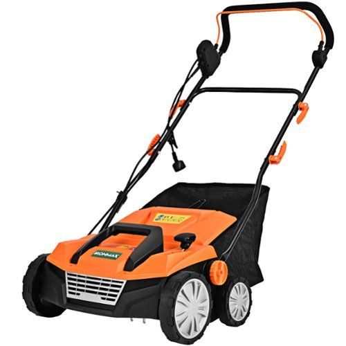 Costway - IronMax 13Amp Corded Scarifier 15" Electric Lawn Dethatcher w/50L Collection Bag - Orange-Front_Standard 