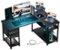 GTPlayer - L-Shape Carbon Fiber 2-Drawer Gaming Desk - Black-Front_Standard