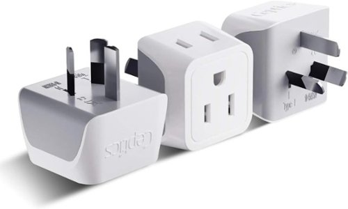 Ceptics - Australia Power Plug Adapter, 2 in 1 Type I Plug Adapter, US to Australia , China - White-Front_Standard 